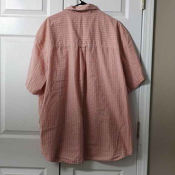 Chaps Easy Care orange white blue short sleeve button down shirt  Sz 2XB (Sz 44) - Picture 6 of 7